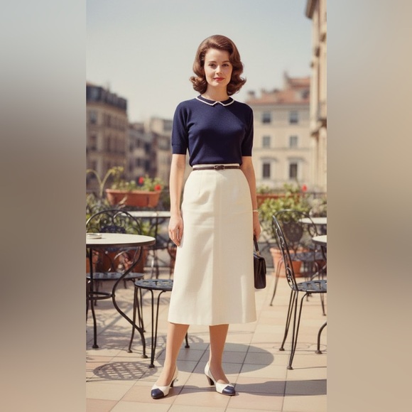 Dresses & Skirts - VINTAGE off white midi skirt size medium